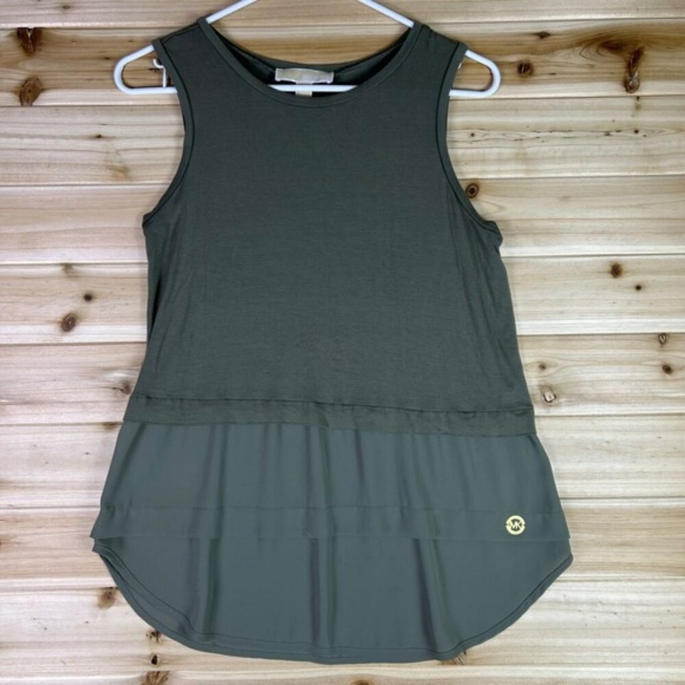 Michael Kors Blouse Womens Small Green Layered Sleeveless Shirt